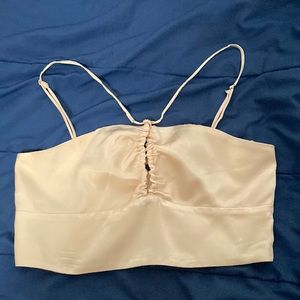 Zara cream color satin, M crop top